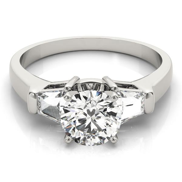 3/4 ct tw Three Stone Traps & HalfMoon Engagement Ring F Color VS Clarity Diamonds GIA Center