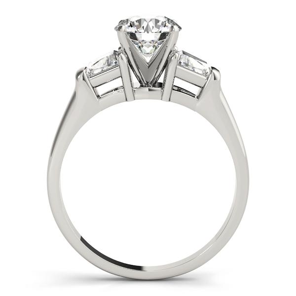 3/4 ct tw Three Stone Traps & HalfMoon Engagement Ring F Color VS Clarity Diamonds GIA Center