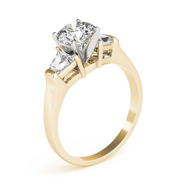 3/4 ct tw Three Stone Traps & HalfMoon Engagement Ring F Color VS Clarity Diamonds GIA Center