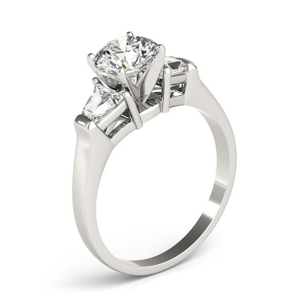 3/4 ct tw Three Stone Traps & HalfMoon Engagement Ring F Color VS Clarity Diamonds GIA Center