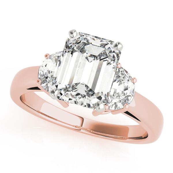 1 1/2 ct tw Three Stone Traps & HalfMoon Engagement Ring F Color VS Clarity Diamonds GIA Center