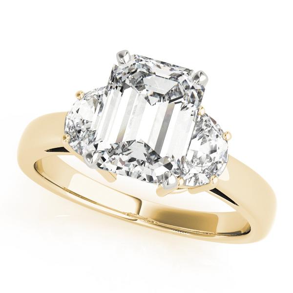 1 1/2 ct tw Three Stone Traps & HalfMoon Engagement Ring F Color VS Clarity Diamonds GIA Center