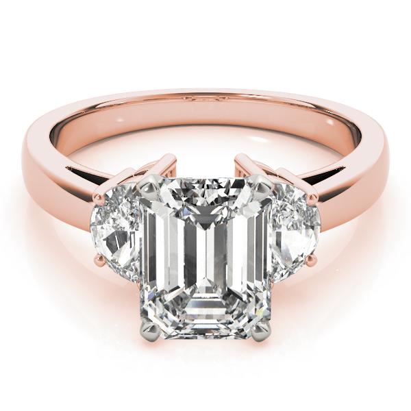 1 1/2 ct tw Three Stone Traps & HalfMoon Engagement Ring F Color VS Clarity Diamonds GIA Center