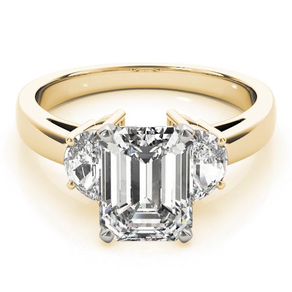 1 1/2 ct tw Three Stone Traps & HalfMoon Engagement Ring F Color VS Clarity Diamonds GIA Center