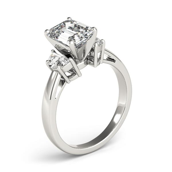 1 1/2 ct tw Three Stone Traps & HalfMoon Engagement Ring F Color VS Clarity Diamonds GIA Center
