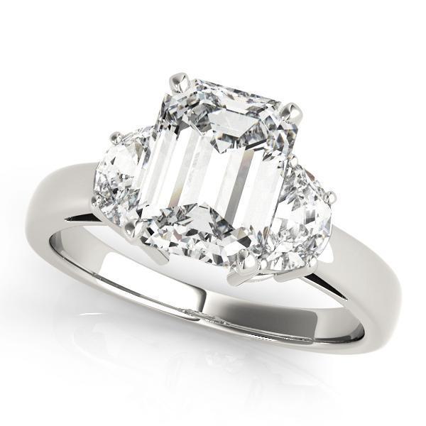 1 1/2 ct tw Three Stone Traps & HalfMoon Engagement Ring F Color VS Clarity Diamonds GIA Center