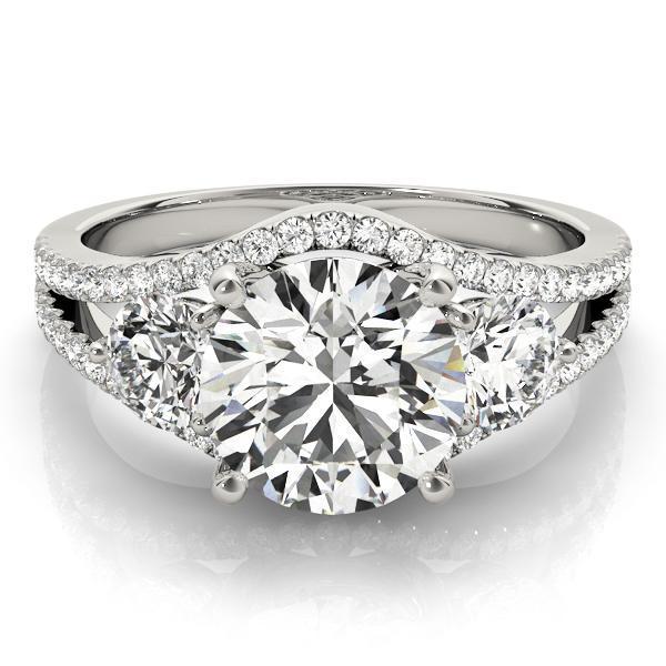 2 3/4 ct tw Three Stone Engagement Ring F Color VS Clarity Diamonds GIA Center