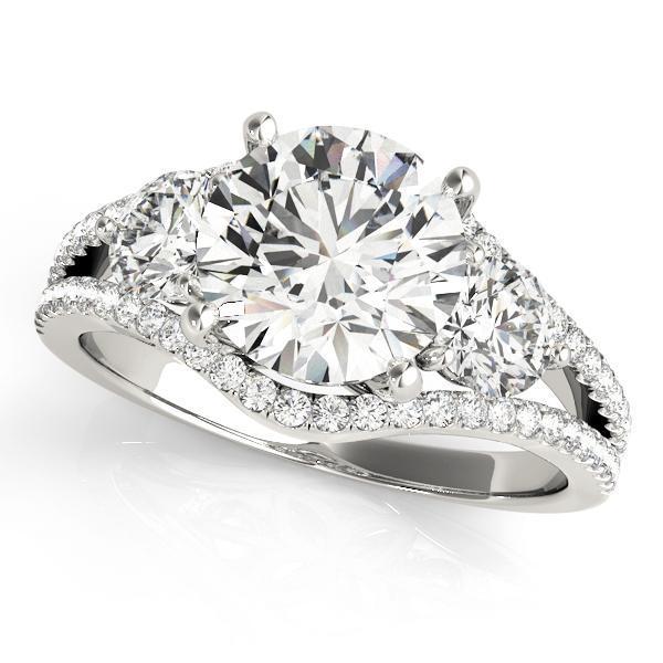 2 3/4 ct tw Three Stone Engagement Ring F Color VS Clarity Diamonds GIA Center