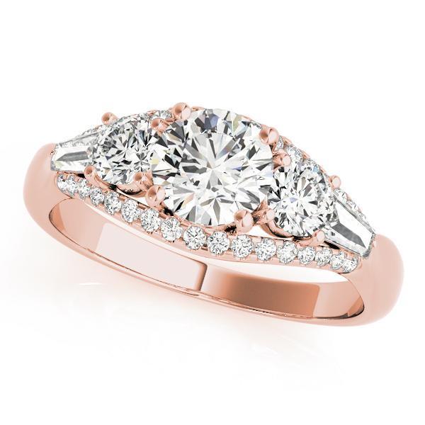 1 3/8 ct tw Three Stone Round MultiRow Engagement Ring F Color VS Clarity Diamonds GIA Center