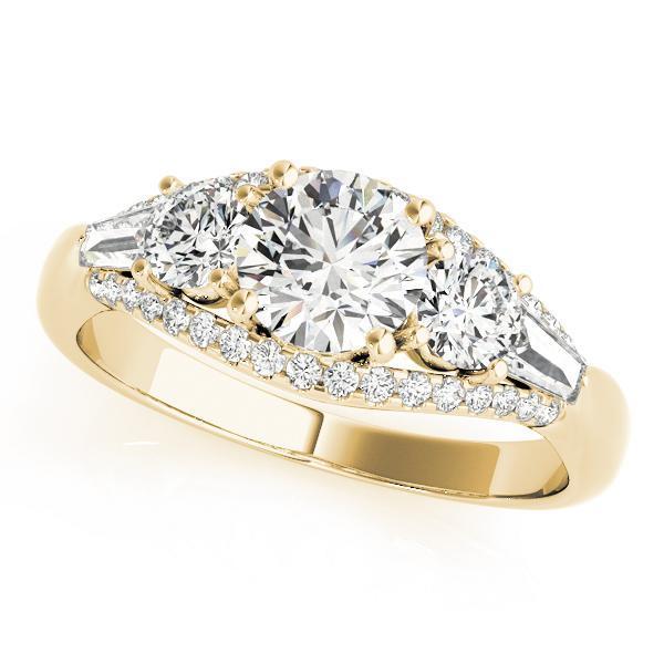 1 3/8 ct tw Three Stone Round MultiRow Engagement Ring F Color VS Clarity Diamonds GIA Center