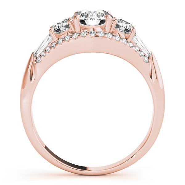 1 3/8 ct tw Three Stone Round MultiRow Engagement Ring F Color VS Clarity Diamonds GIA Center