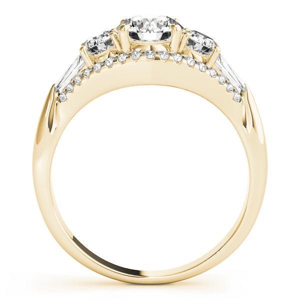 1 3/8 ct tw Three Stone Round MultiRow Engagement Ring F Color VS Clarity Diamonds GIA Center