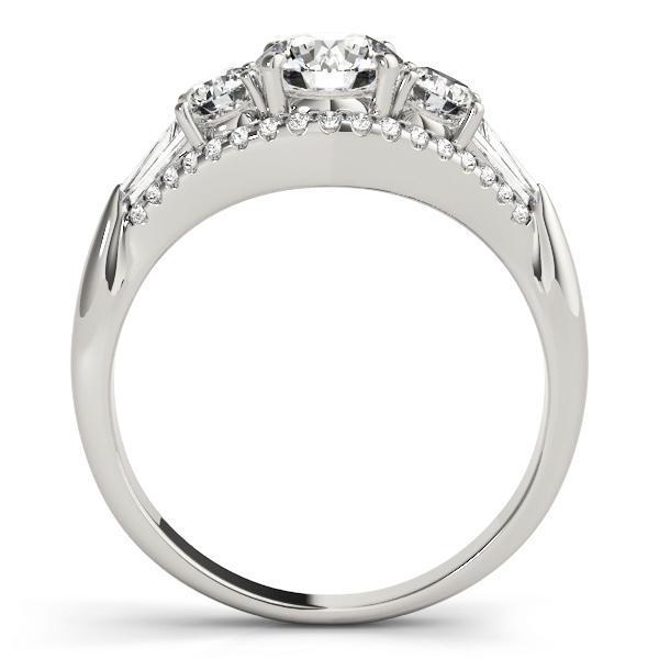 1 3/8 ct tw Three Stone Round MultiRow Engagement Ring F Color VS Clarity Diamonds GIA Center