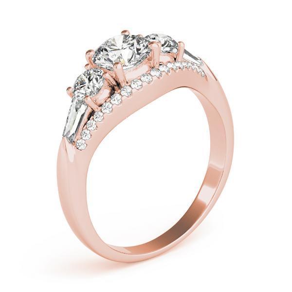 1 3/8 ct tw Three Stone Round MultiRow Engagement Ring F Color VS Clarity Diamonds GIA Center