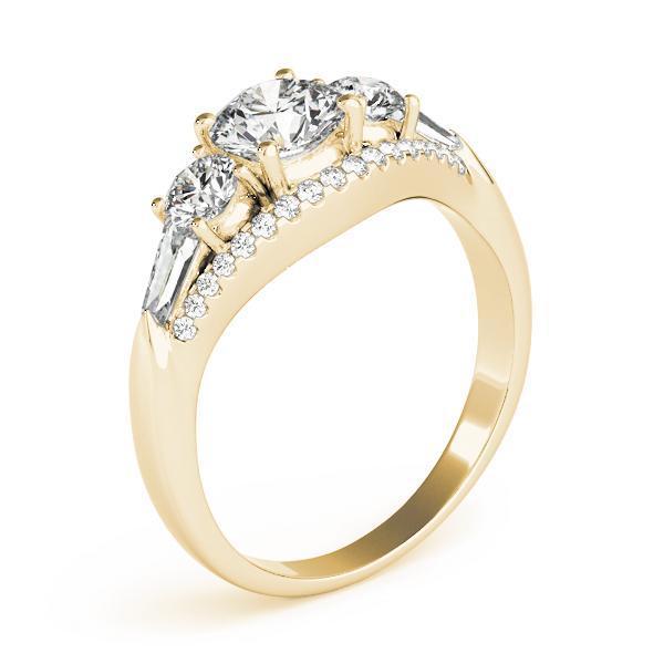 1 3/8 ct tw Three Stone Round MultiRow Engagement Ring F Color VS Clarity Diamonds GIA Center