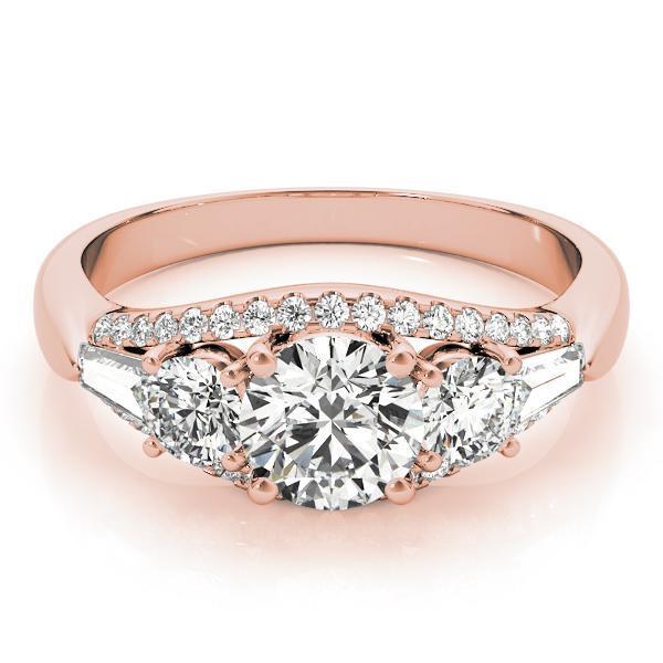 1 3/8 ct tw Three Stone Round MultiRow Engagement Ring F Color VS Clarity Diamonds GIA Center