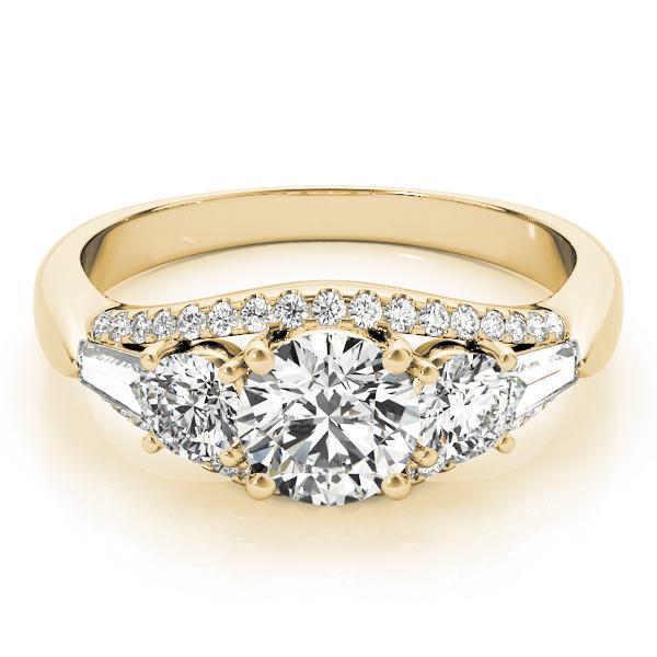 1 3/8 ct tw Three Stone Round MultiRow Engagement Ring F Color VS Clarity Diamonds GIA Center