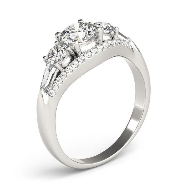 1 3/8 ct tw Three Stone Round MultiRow Engagement Ring F Color VS Clarity Diamonds GIA Center
