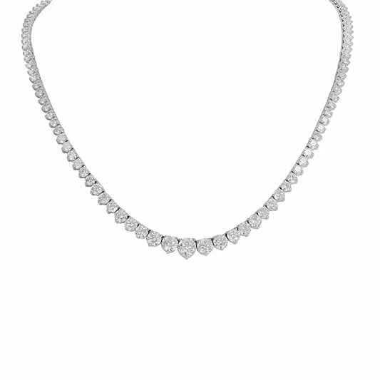 Lady S Collection 14k White Gold Diamond Tennis Necklace 15.37cts