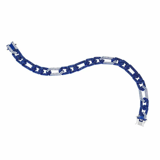 18k Blue Sapphire and Diamond Link Bracelet