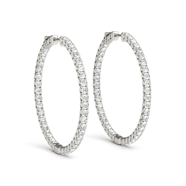 2/3 ct tw Inside Out Diamond Hoop Earrings Vault Lock Inside Out Hoops 1.2 Inch with F Color VS Clarity Diamonds