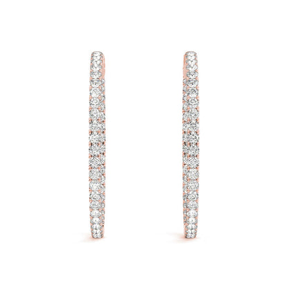 2/3 ct tw Inside Out Diamond Hoop Earrings Vault Lock Inside Out Hoops 1.2 Inch with F Color VS Clarity Diamonds