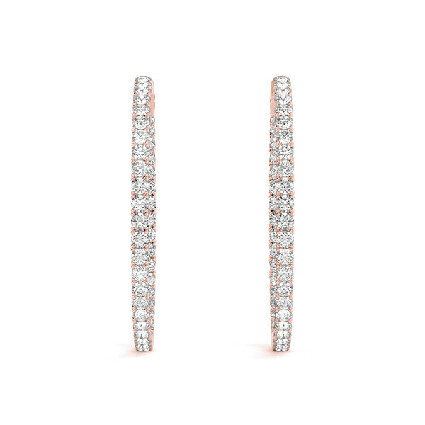 6 2/3 ct tw Inside Out Diamond Hoop Earrings Vault Lock 2.25 Inch with F Color VS Clarity Diamonds