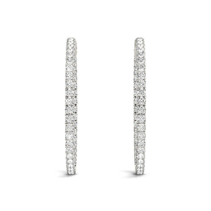 2/3 ct tw Inside Out Diamond Hoop Earrings Vault Lock Inside Out Hoops 1.2 Inch with F Color VS Clarity Diamonds