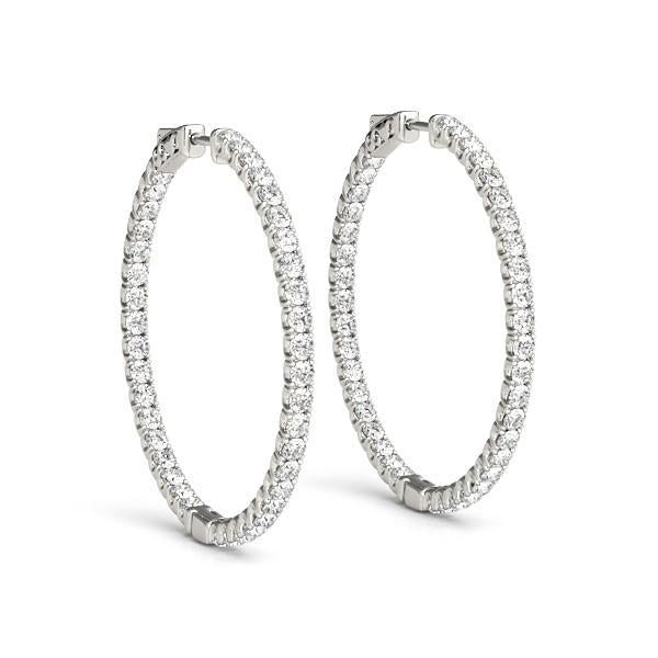 Diamond Hoop Earrings Vault Lock with F Color VS Clarity Diamonds