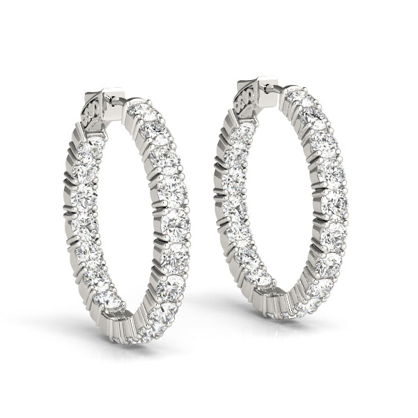 3 1/2 ct tw Diamond Hoop Earrings Vault Lock Inside Out Hoops .8 Inch F Color VS Clarity Diamonds