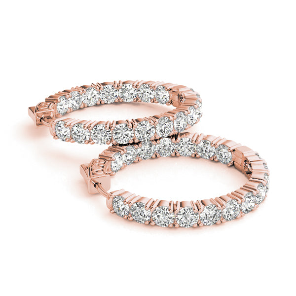 3 1/2 ct tw Diamond Hoop Earrings Vault Lock Inside Out Hoops .8 Inch F Color VS Clarity Diamonds