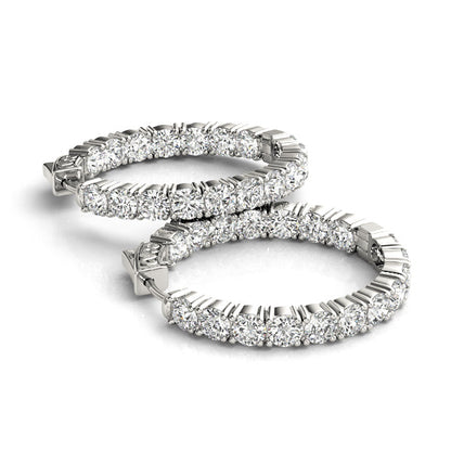 4 2/5 ct tw Diamond Hoop Earrings Vault Lock Inside Out .8 Inch F Color VS Clarity Diamonds