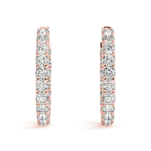 13 ct tw Diamond Hoop Earrings Inside Out Vault Lock 1.2 Inch F Color VS Clarity Diamonds