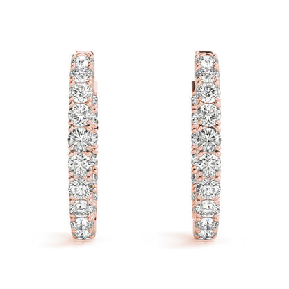 9 1/4 ct tw Diamond Hoop Earrings Vault Lock Inside Out 1.6 Inch F Color VS Clarity Diamonds