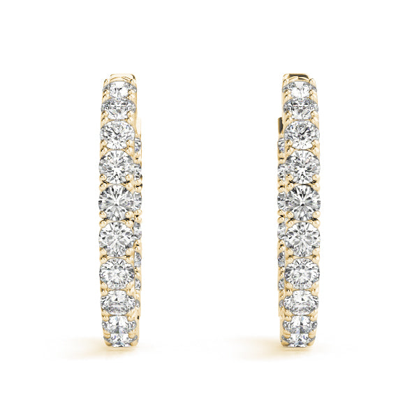 13 ct tw Diamond Hoop Earrings Inside Out Vault Lock 1.2 Inch F Color VS Clarity Diamonds