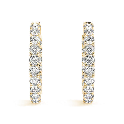 8 1/2 ct tw Diamond Hoop Earrings Vault Lock Inside Out 1.6 Inch F Color VS Clarity Diamonds