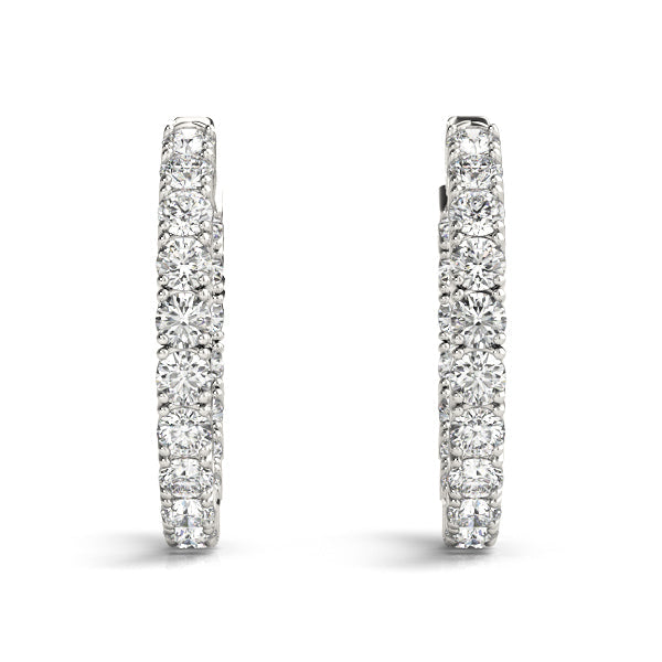 8 ct tw Diamond Hoop Earrings Vault Lock Inside Out .9 Inch F Color VS Clarity Diamonds