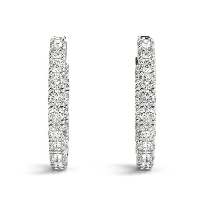 6 3/4ct tw Diamond Hoop Earrings Vault Lock Inside Out 1.2 Inch F Color VS Clarity Diamonds