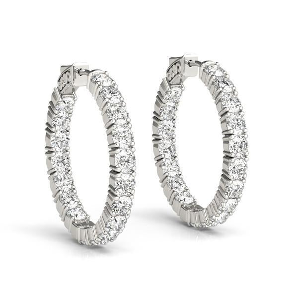 Diamond Hoop Earrings Vault Lock with F Color VS Clarity Diamonds