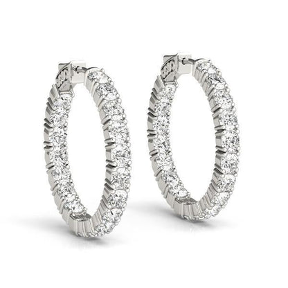 Diamond Hoop Earrings Vault Lock with F Color VS Clarity Diamonds