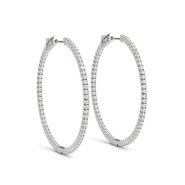 Diamond Hoop Earrings Vault Lock Inside Out Hoops with F Color VS Clarity Diamonds