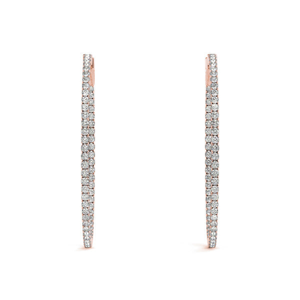 1 1/2 ct tw Diamond Hoop Earrings Vault Lock Inside Out Hoops -.02-36mm F Color VS Clarity Diamonds