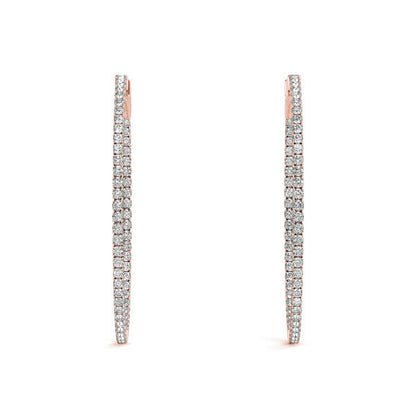 1 1/2 ct tw Diamond Hoop Earrings Vault Lock Inside Out Hoops -.02-36mm F Color VS Clarity Diamonds