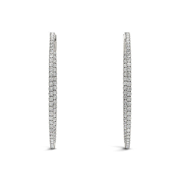 1 1/2 ct tw Diamond Hoop Earrings Vault Lock Inside Out Hoops -.02-36mm F Color VS Clarity Diamonds