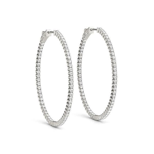 Diamond Hoop Earrings Vault Lock Inside Out Hoops with F Color VS Clarity Diamonds