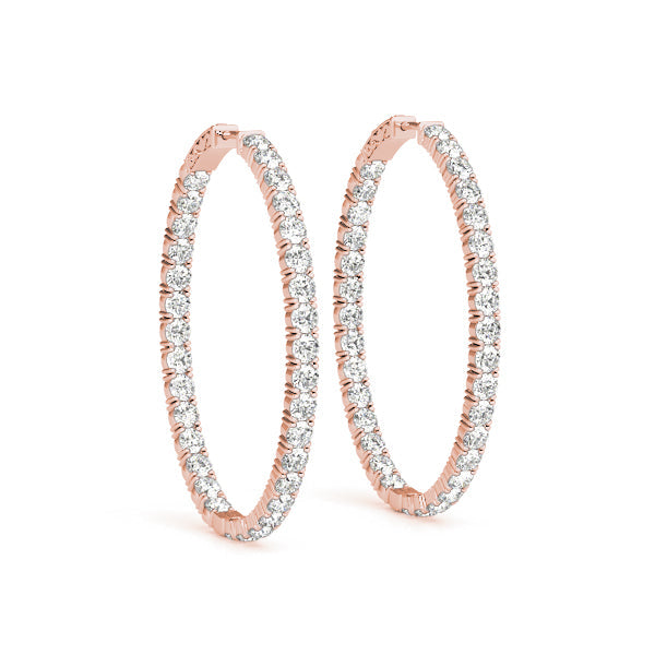 2 ct tw Diamond Hoop Earrings Vault Lock Inside Out Hoops with F Color VS Clarity Diamonds