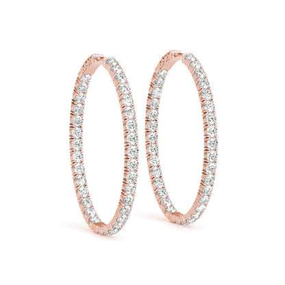 2 ct tw Diamond Hoop Earrings Vault Lock Inside Out Hoops with F Color VS Clarity Diamonds