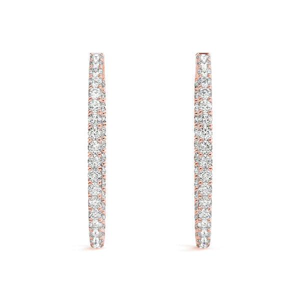 2 ct tw Diamond Hoop Earrings Vault Lock Inside Out Hoops with F Color VS Clarity Diamonds