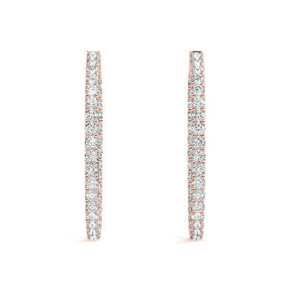 2 ct tw Diamond Hoop Earrings Vault Lock Inside Out Hoops with F Color VS Clarity Diamonds