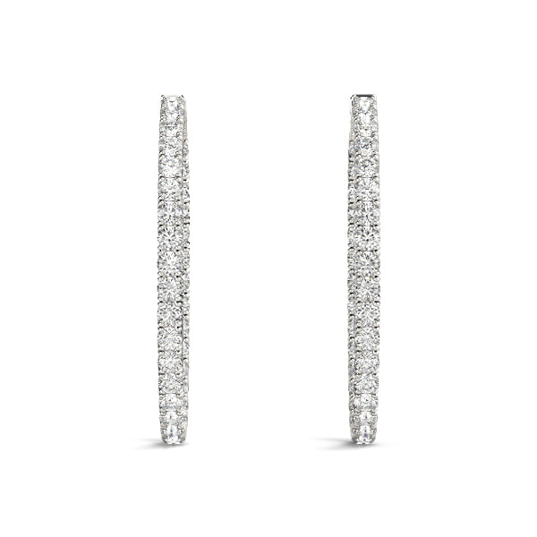 2 ct tw Diamond Hoop Earrings Vault Lock Inside Out Hoops with F Color VS Clarity Diamonds